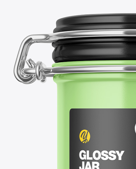 Glossy Jar With Clamp Lid Mockup