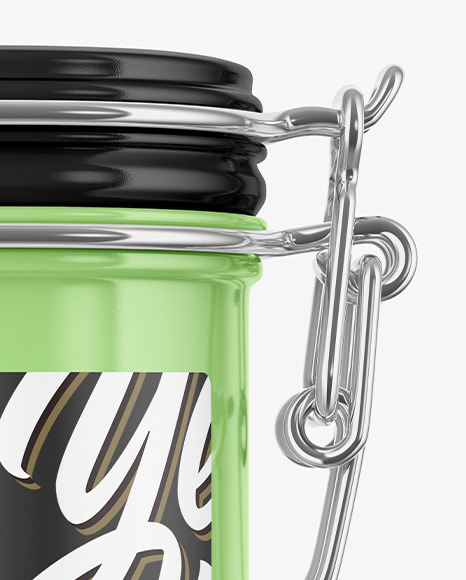 Glossy Jar With Clamp Lid Mockup