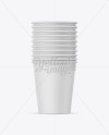 Ten Paper Cups Mockup - Front View