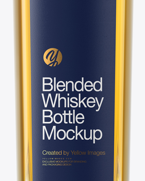 Clear Glass Bottle with Whiskey Mockup