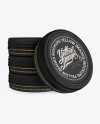 Four Matte Round Tin Boxes Mockup