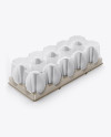 10 Egg Pack with Transparent Cap Mockup - Half Side View (High-Angle Shot)
