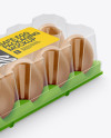 10 Egg Pack with Transparent Cap Mockup - Half Side View (High-Angle Shot)