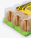 12 Egg Pack with Transparent Cap Mockup - Half Side View (High-Angle Shot)