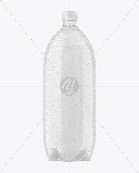 PET Bottle with Drink and Water Drops Mockup