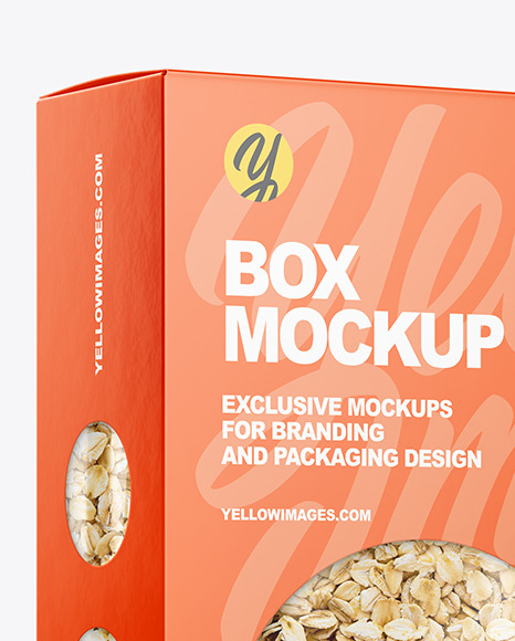 Paper Box with Oat Flakes Mockup