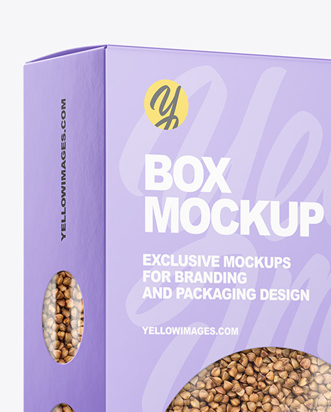 Paper Box with Buckwheat Mockup