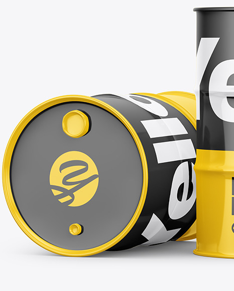 Metal Barrels Mockup