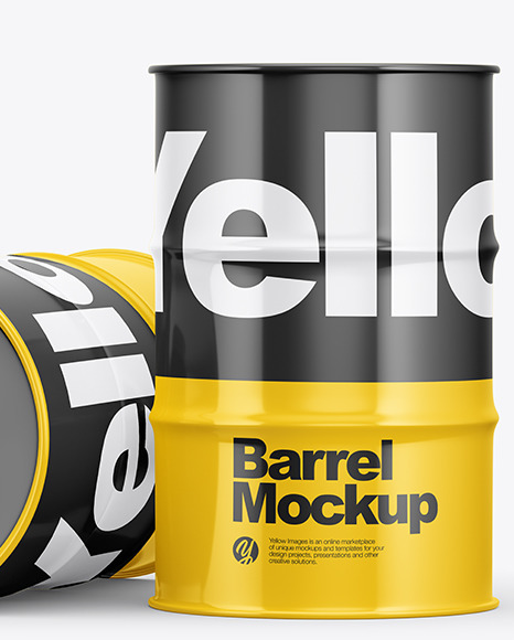 Metal Barrels Mockup