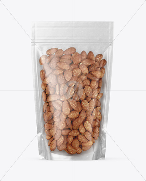 Kraft Stand-up Pouch with Almonds Mockup