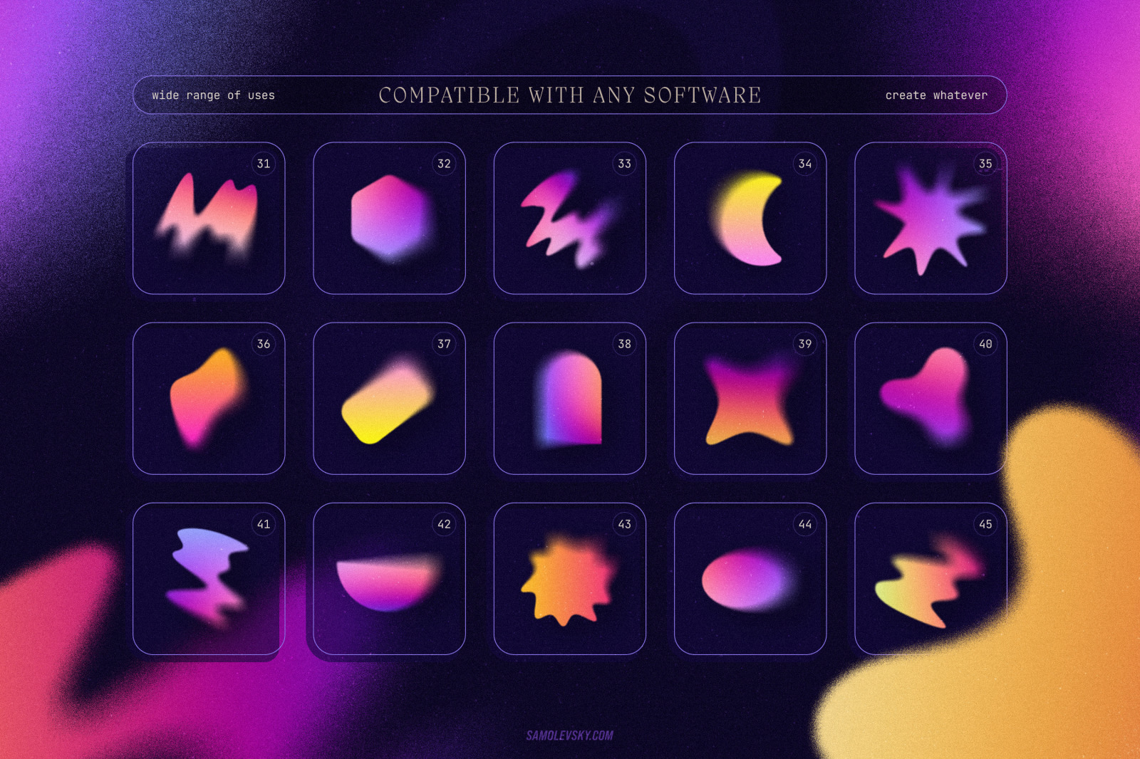 Blurry gradient shapes collection