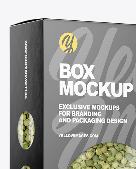 Paper Box with Green Peas Mockup