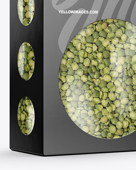 Paper Box with Green Peas Mockup