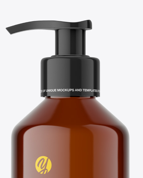 Amber Bottle with Pump Mockup