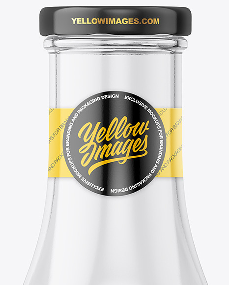Glass Bottle with Red Sauce and Glossy Label Mockup