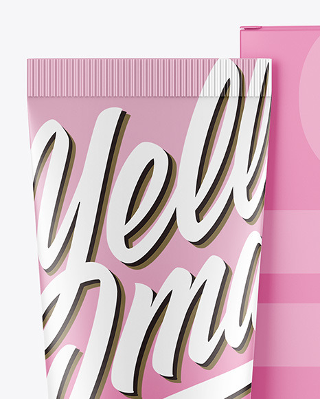 Matte Cosmetic Tube w/ Box Mockup