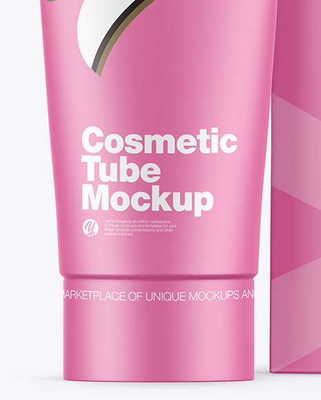 Matte Cosmetic Tube w/ Box Mockup