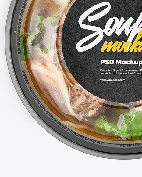 Plastic Bowl With Spicy Soup Mockup