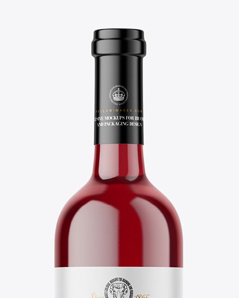 Clear Glass Red Wine Bottle Mockup