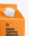 Glossy Drink Carton Pack with Screw Cap Mockup