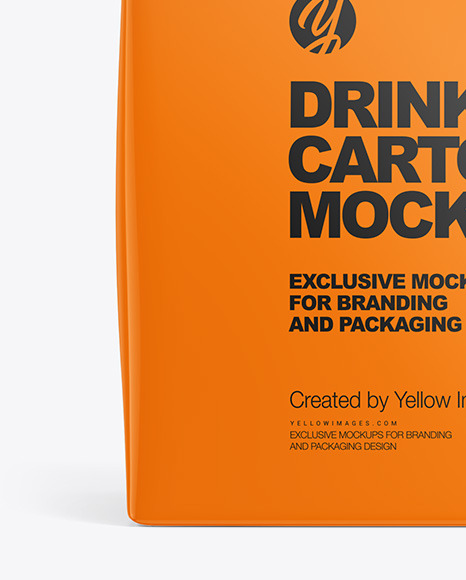 Glossy Drink Carton Pack with Screw Cap Mockup