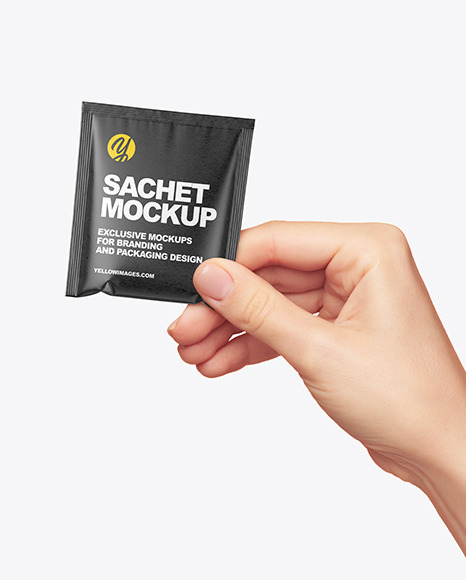 Kraft Sachet in a Hand Mockup