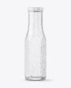 Clear Glass Bottle with Water Drops Condensation Mockup