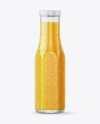 Orange Juice Glass Bottle with Water Drops Mockup