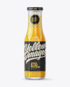 Orange Juice Glass Bottle with Water Drops Mockup