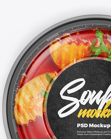 Plastic Bowl With Soup Mockup