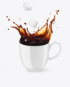 Glossy Cup w/ Coffee Splash and Sugar Cubes Mockup