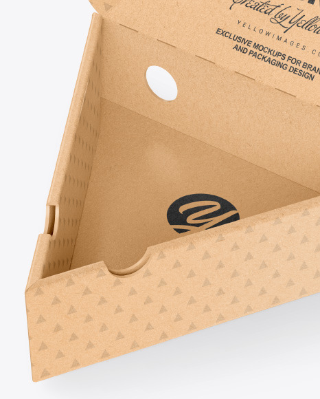 Kraft Triangular Box with Pizza Mockup