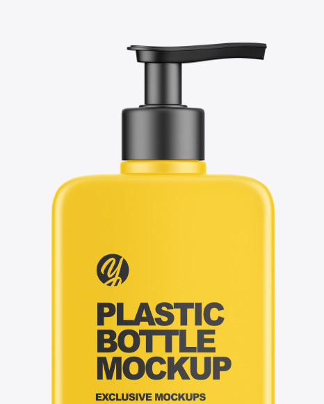 Plastic Cosmetic Bottle With Pump Mockup