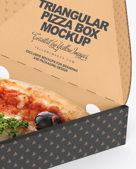 Cardboard Triangular Box with Pizza Mockup