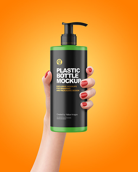 Matte Cosmetic Bottle with Pump in a Hand Mockup