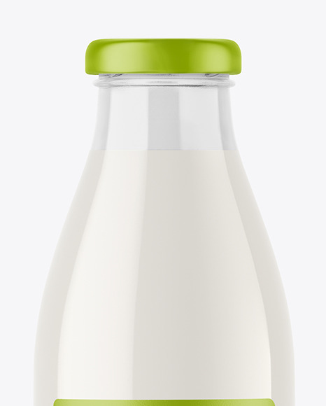 Clear Glass Bottle with Milk Mockup