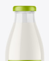 Clear Glass Bottle with Milk Mockup