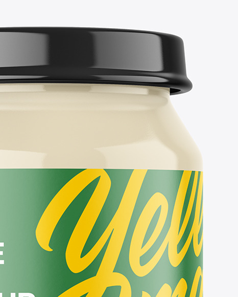 Clear Glass Mayonnaise Sauce Jar Mockup