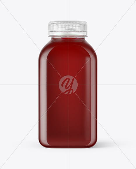 Square Cherry Juice Bottle Mockup