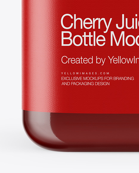 Square Cherry Juice Bottle Mockup