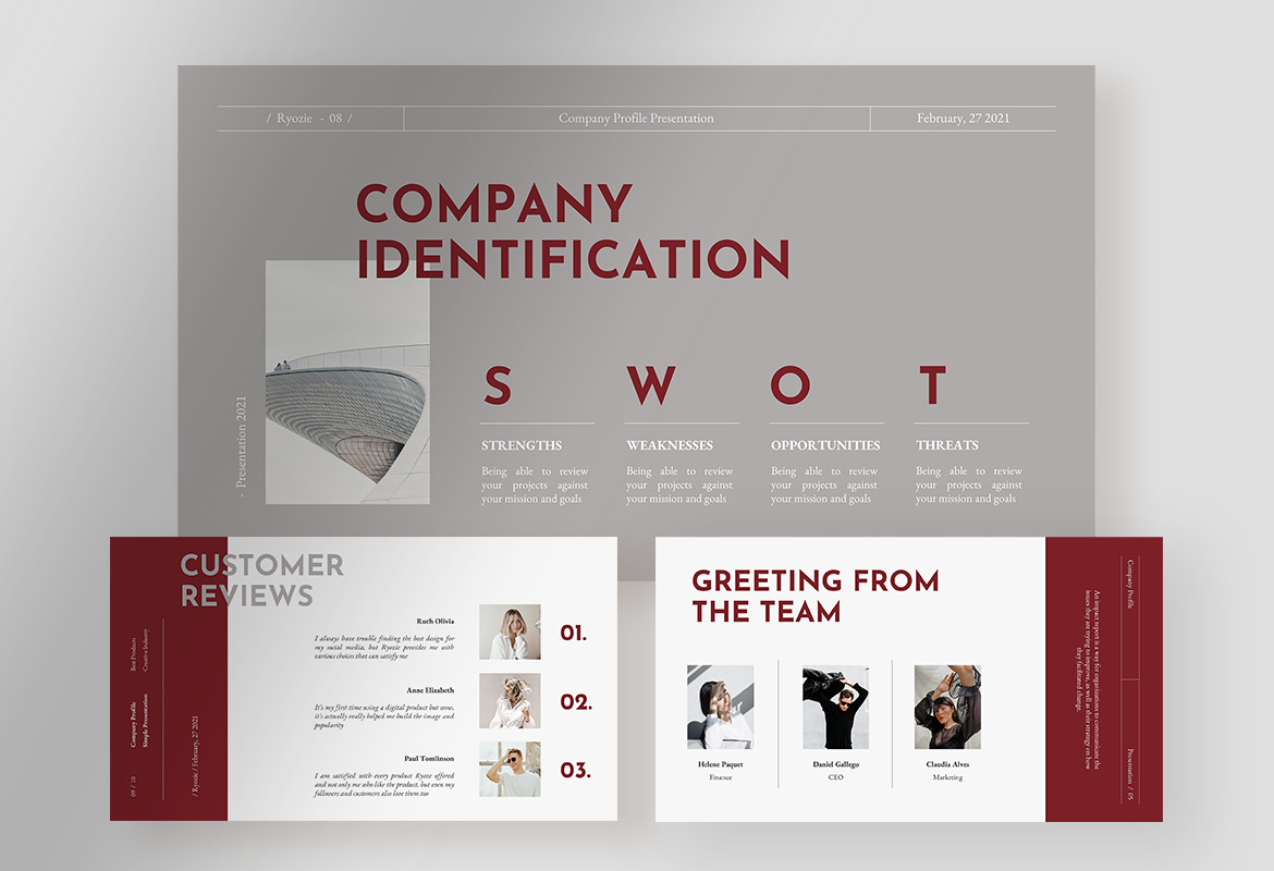 Ryozie - Red Wine Modern Company Profile Presentation