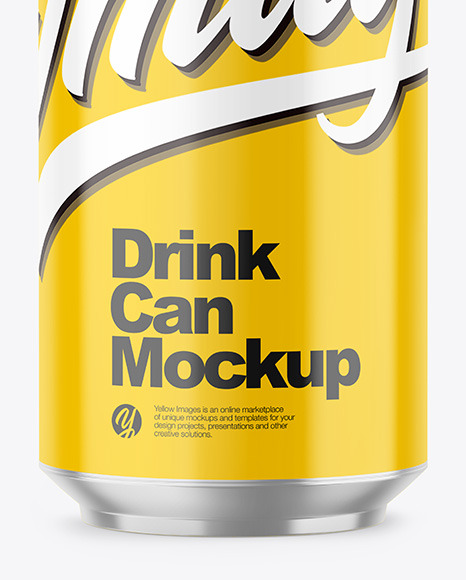 500ml Metallic Drink Can w/ Glossy Finish Mockup