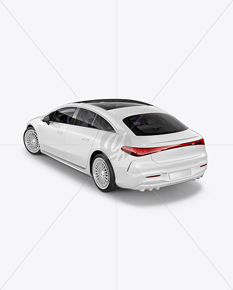 Electric Luxury Car Mockup - Back Half Side View (High-Angle Shot)