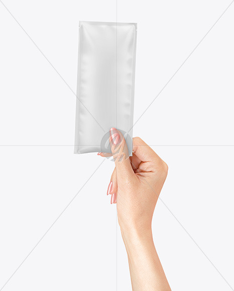 Matte Sachet Mockup in a Hand Mockup