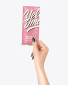 Matte Sachet Mockup in a Hand Mockup