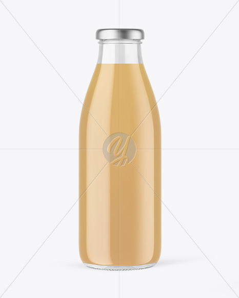 Clear Glass Bottle with Cold Brew Latte Mockup