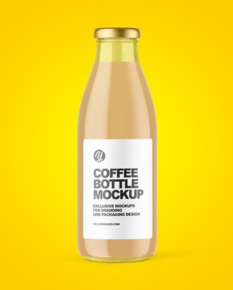 Clear Glass Bottle with Cold Brew Latte Mockup