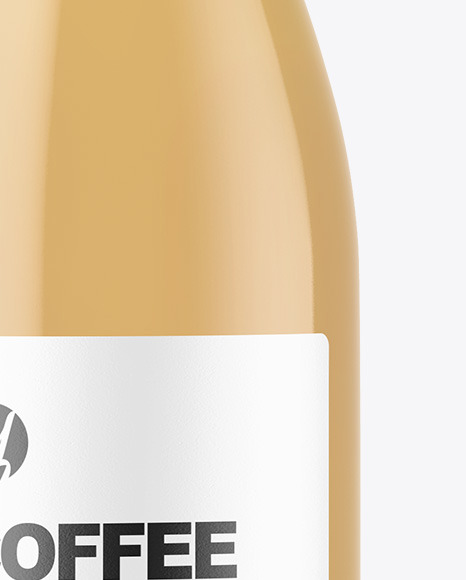 Clear Glass Bottle with Cold Brew Latte Mockup