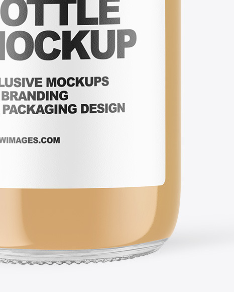Clear Glass Bottle with Cold Brew Latte Mockup