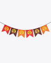 Matte Festive Flags Garland Mockup